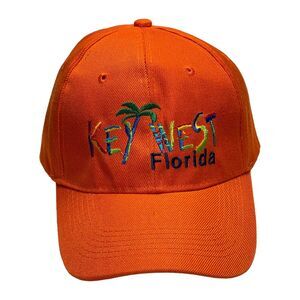 Key West Florida Unisex Orange Wool Souvenir Palm Tree Embroidery Baseball Cap